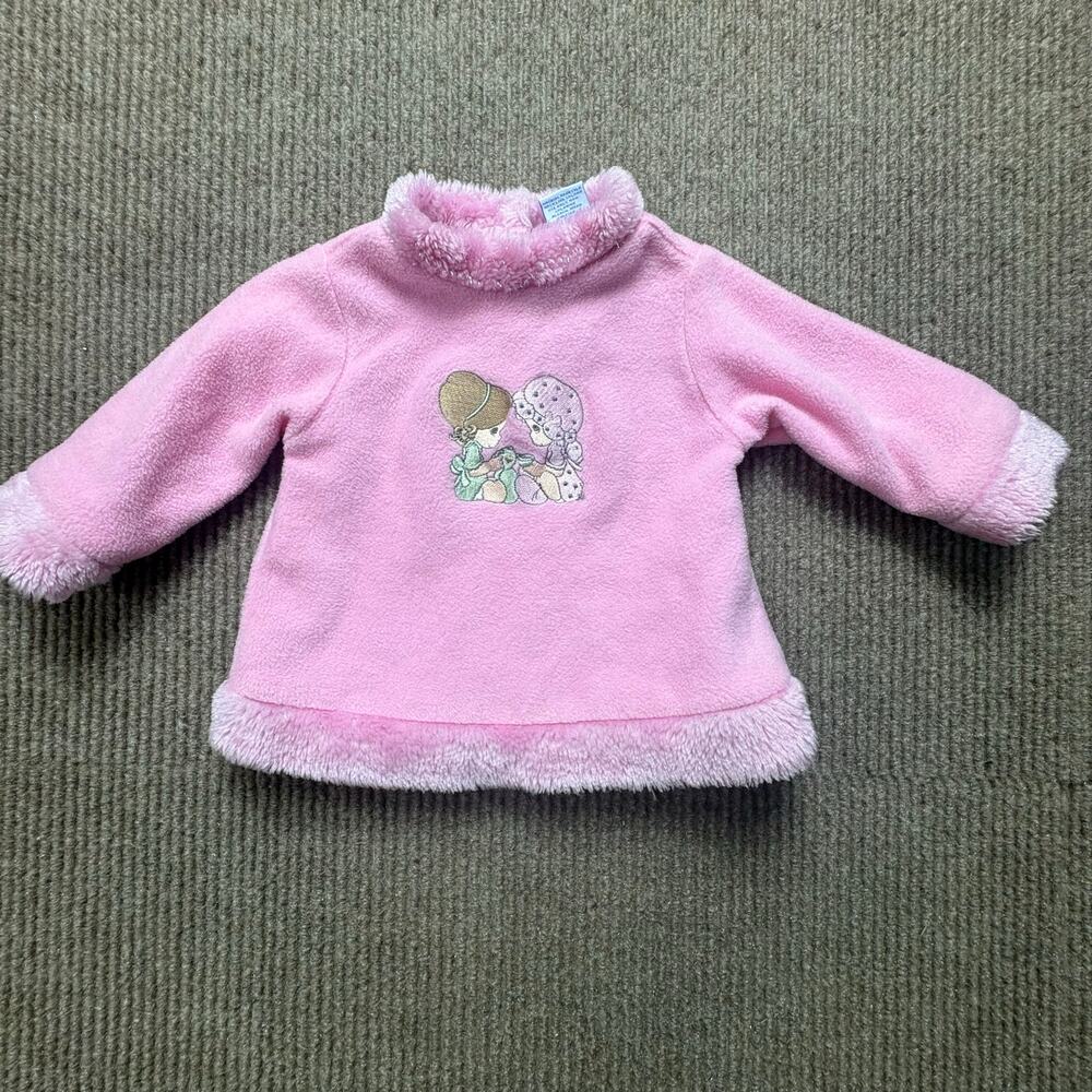 Vintage Baby Precious Moments Pink Fuzzy Sweater Size 6/9 months